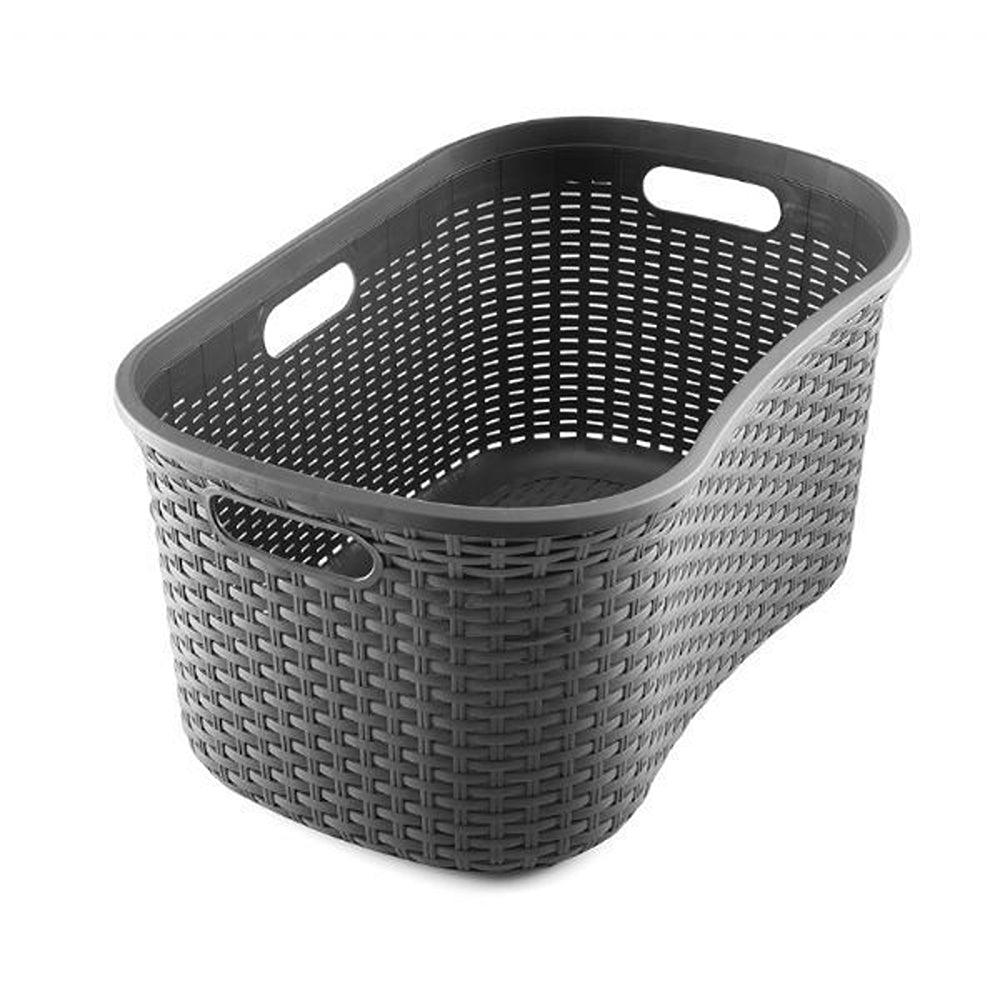 Addis Charcoal Rattan Effect Hipster Laundry Basket | 40L - Choice Stores