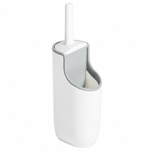 Addis Mode Compact Toilet Brush Set | White and Grey, Enclosed Holder