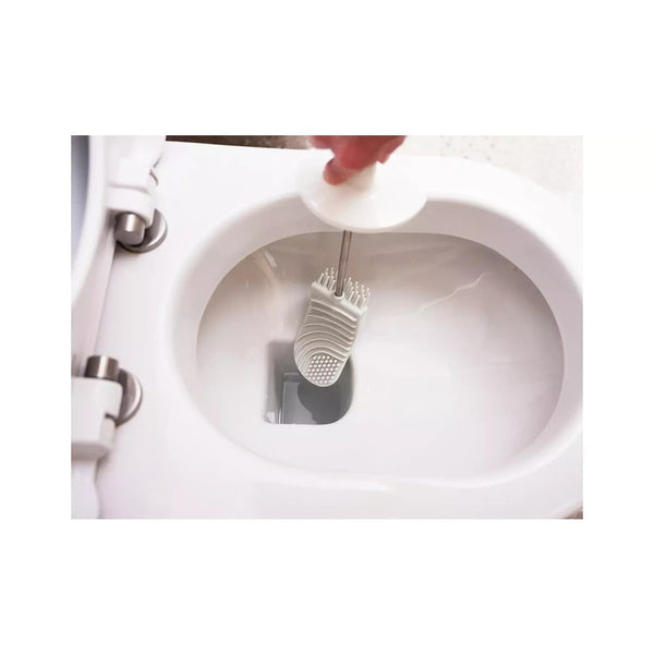 Addis Mode Compact Toilet Brush Set | White and Grey, Enclosed Holder