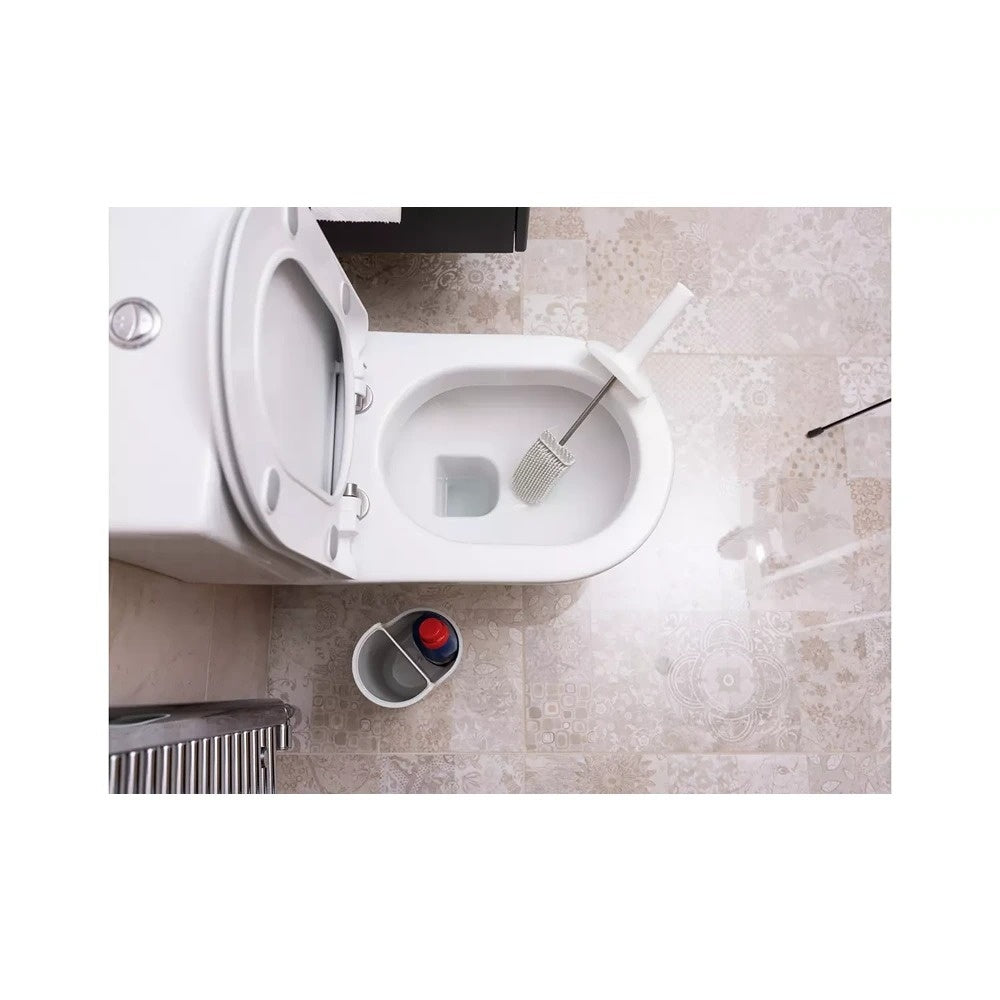 Addis Mode Compact Toilet Brush Set | White and Grey, Enclosed Holder