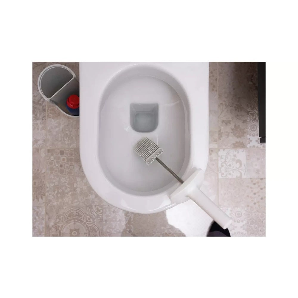 Addis Mode Compact Toilet Brush Set | White and Grey, Enclosed Holder