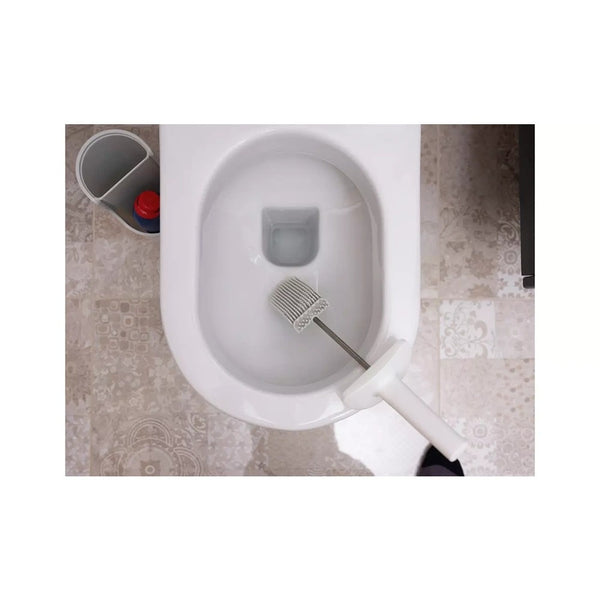 Addis Mode Compact Toilet Brush Set | White and Grey, Enclosed Holder