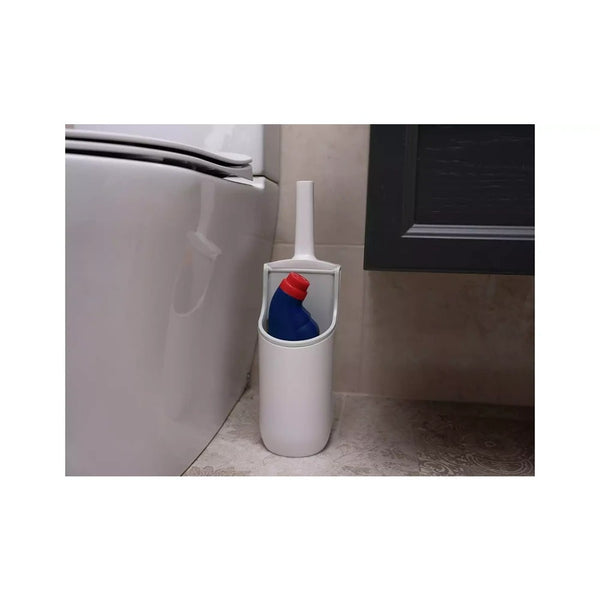 Addis Mode Compact Toilet Brush Set | White and Grey, Enclosed Holder