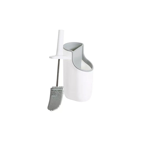 Addis Mode Compact Toilet Brush Set | White and Grey, Enclosed Holder