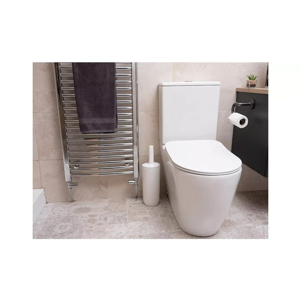 Addis Mode Compact Toilet Brush Set | White and Grey, Enclosed Holder