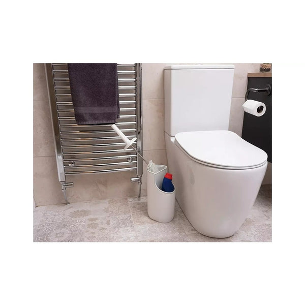 Addis Mode Compact Toilet Brush Set | White and Grey, Enclosed Holder