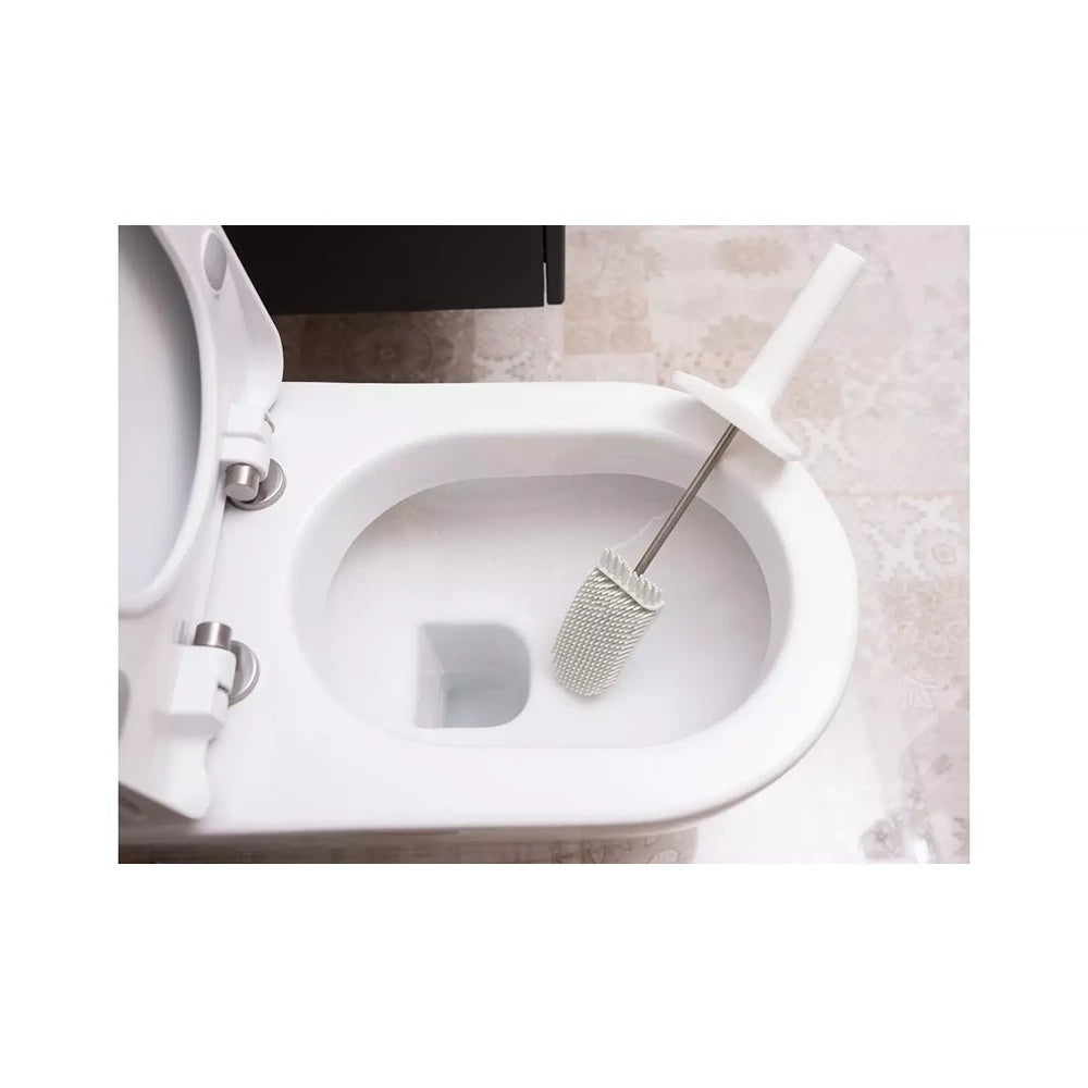 Addis Mode Compact Toilet Brush Set | White and Grey, Enclosed Holder