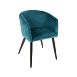 Atmosphera Marlo Duck Velour Dining Chair | Quilted Sides, Black Legs