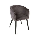 Atmosphera Marlo Grey Velour Dining Chair | Tub Chair, Quilted Sides