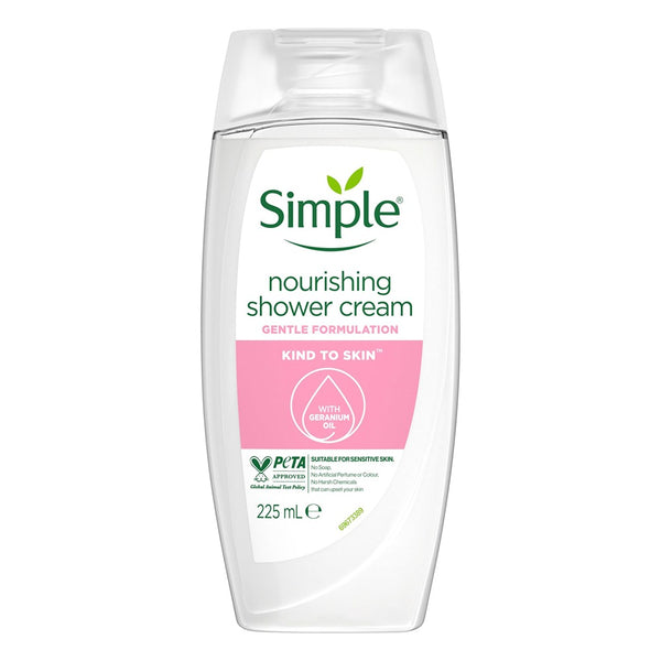 Simple Nourishing Shower Gel | 225 ml, with Geranium Oil, Vegan