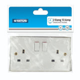 Status 2 Gang 13A Switched Wall Socket | Dual Design, White