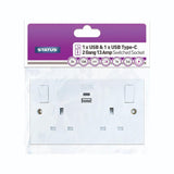 Status 2 Gang 13A Wall Socket with USB Ports | Type-A and Type-C