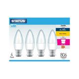 Status 8W 806lm LED Candle BC Bulb | Warm White, Energy-Efficient