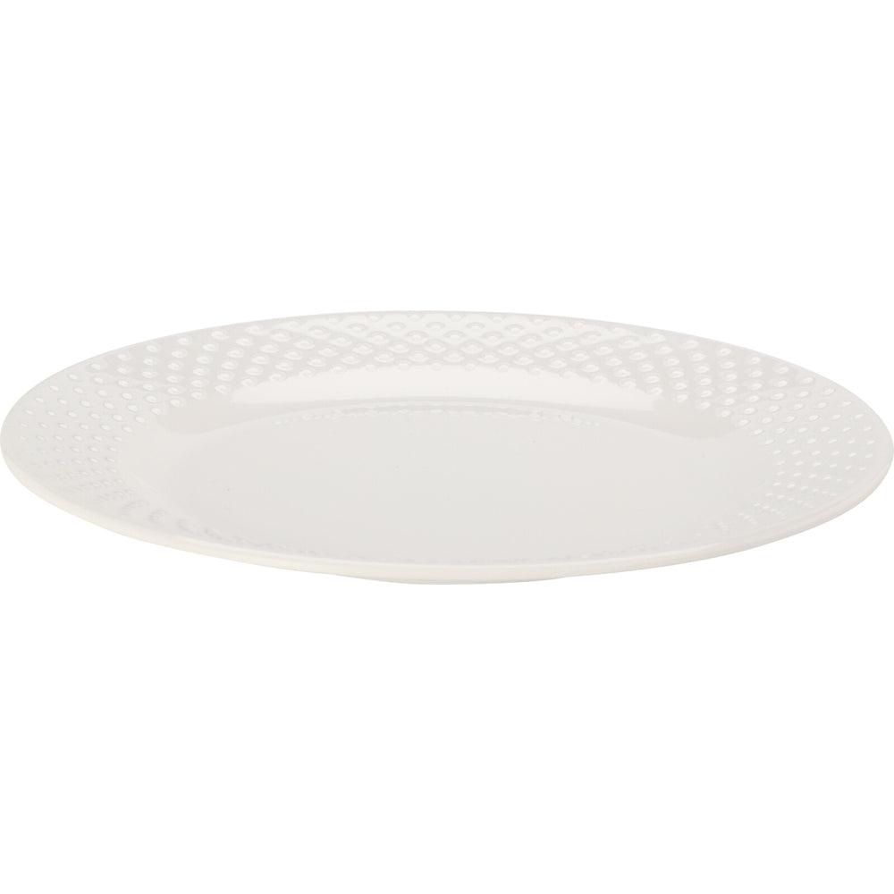 White Melamine Picnic Plate with Dots | 20.3cm