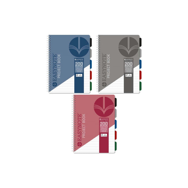Easynote A4 Twin Wiro Project Book Ruled Notebook | 200 Pages, Assorted