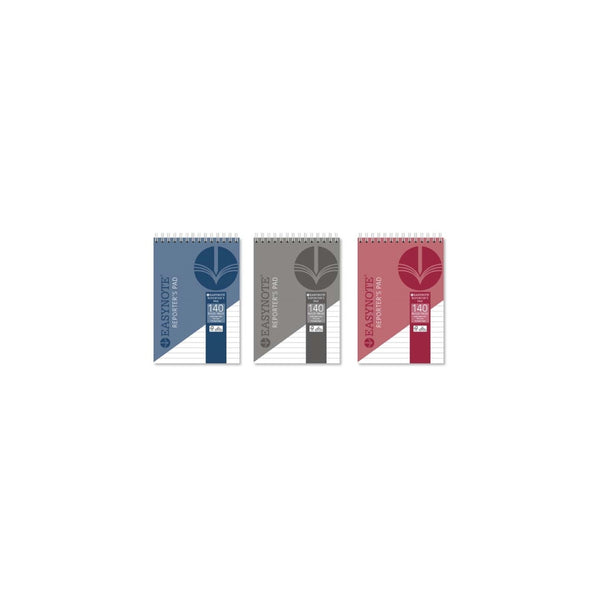 Easynote Reporter’s Notebook | Top-Spiral, 140 Ruled Pages, Assorted Colours