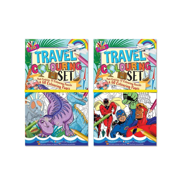 Artbox Dinos and Superheroes Travel Colouring Set | 12 Pencils, 60 Pages