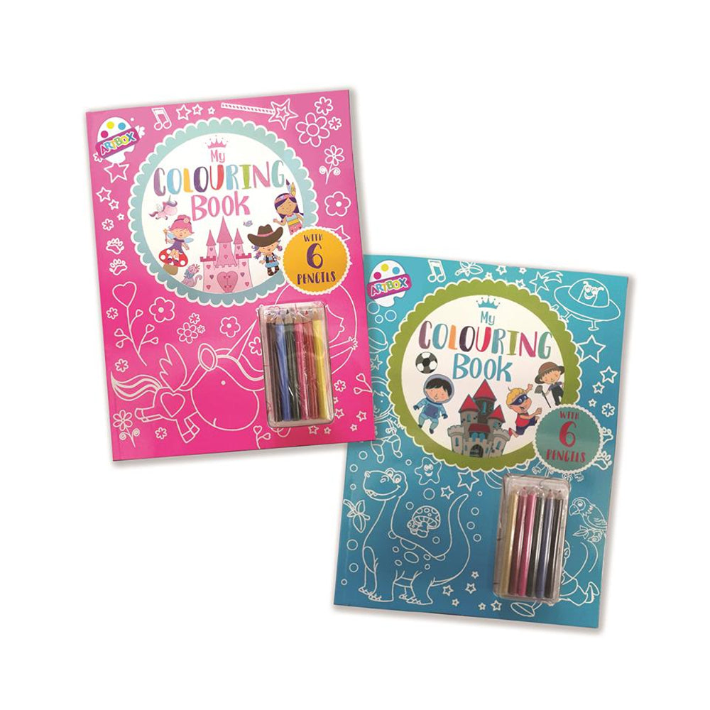 Artbox Kids' Colouring Book Set | 6 Colouring Pencils, Built-In Pencil Case