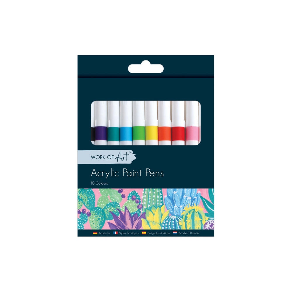 Work of Art Acrylic Paint Pens | Assorted Colours, Pack of 10