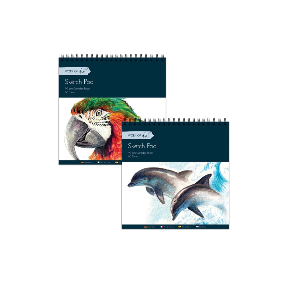 Work of Art Square Sketchbook Sketch Pad | 60 Sheets, 90 gsm, Assorted Covers