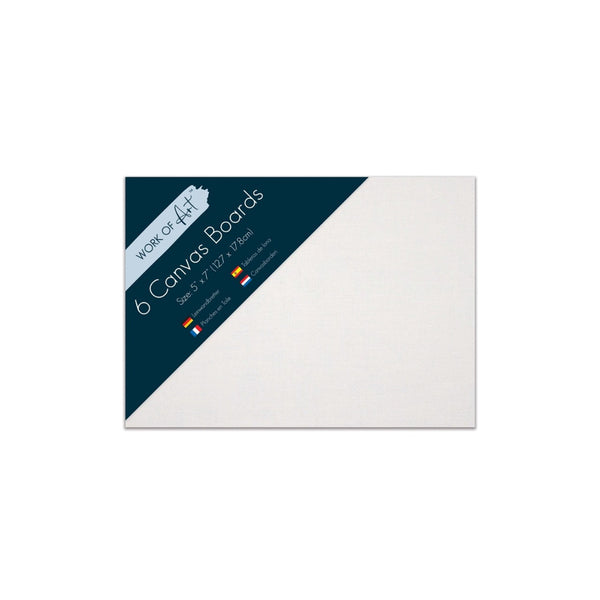 Work of Art Canvas Boards - 5 x 7in - Pack of 6 - White
