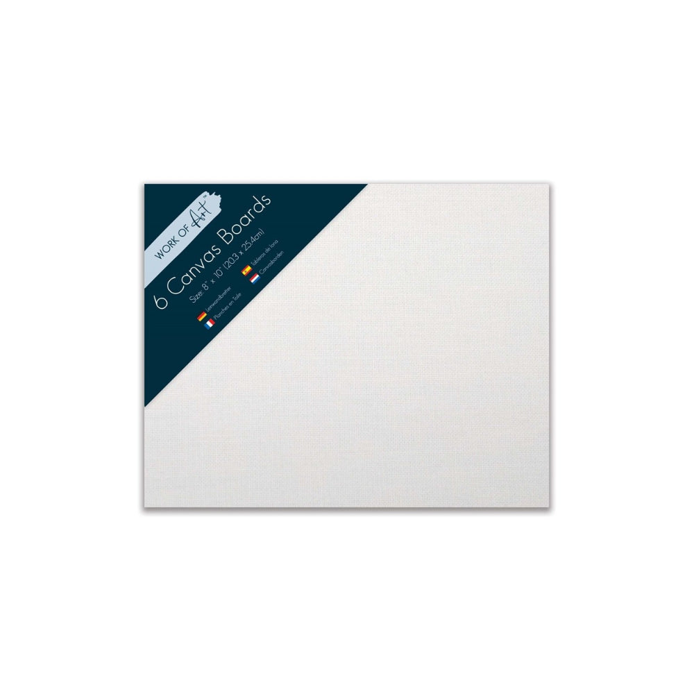 Work of Art Canvas Boards - 8 x 10in - Pack of 6 - Pre-Primed White