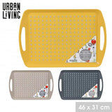 Urban Living Non-Slip Serving Rect Trays Set | Yellow, Beige, Dark Grey | 46 x 31 cm Size