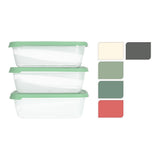 Rectangular Food Storage Container Set | 3 Pieces, 1200ml, Assorted Lids