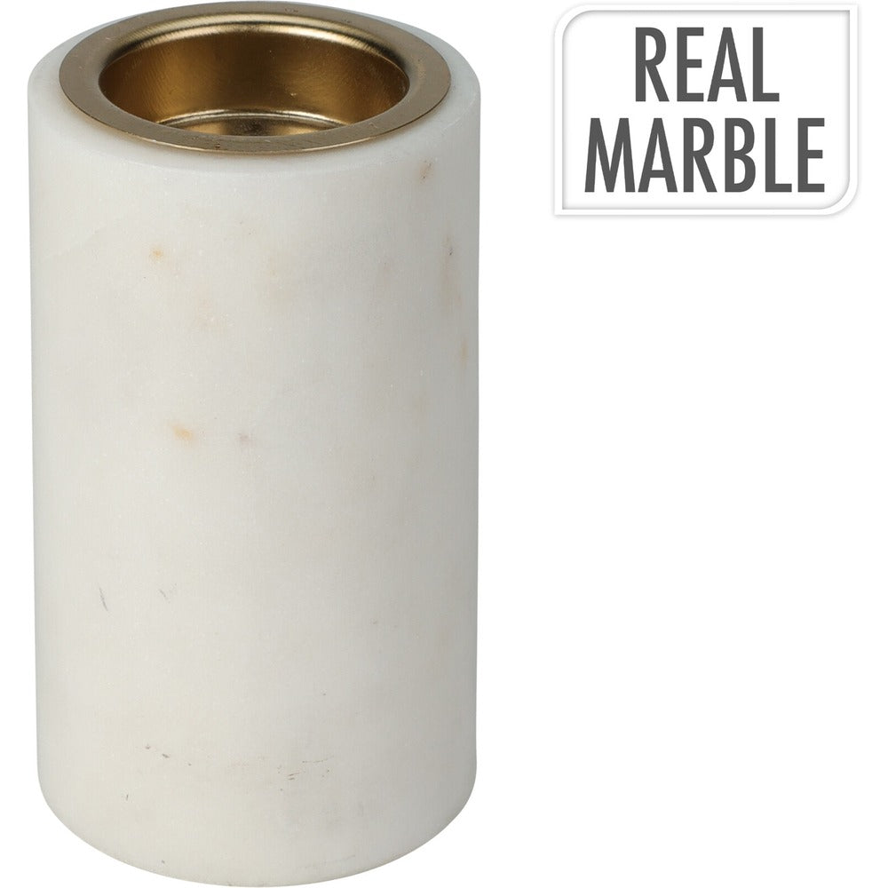 White Marble Tea Light Holder | 6x10cm Solid Marble Design