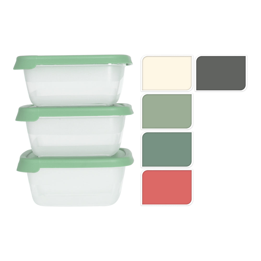 Airtight-Style Food Storage Box Set | 3 Pieces, 500ml, Assorted Colours