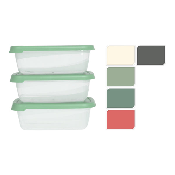 Rectangular Food Storage Container Set | 3 Pieces, 600ml, Assorted Colours