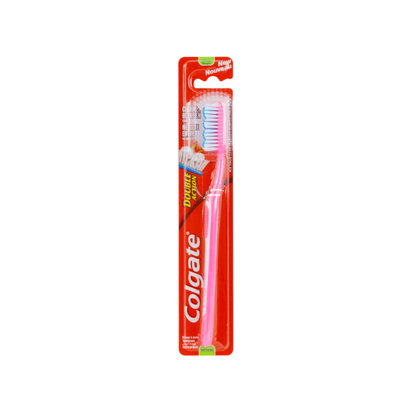 Colgate Double Action Medium Toothbrush | Angled Bristles, Ergonomic Handle