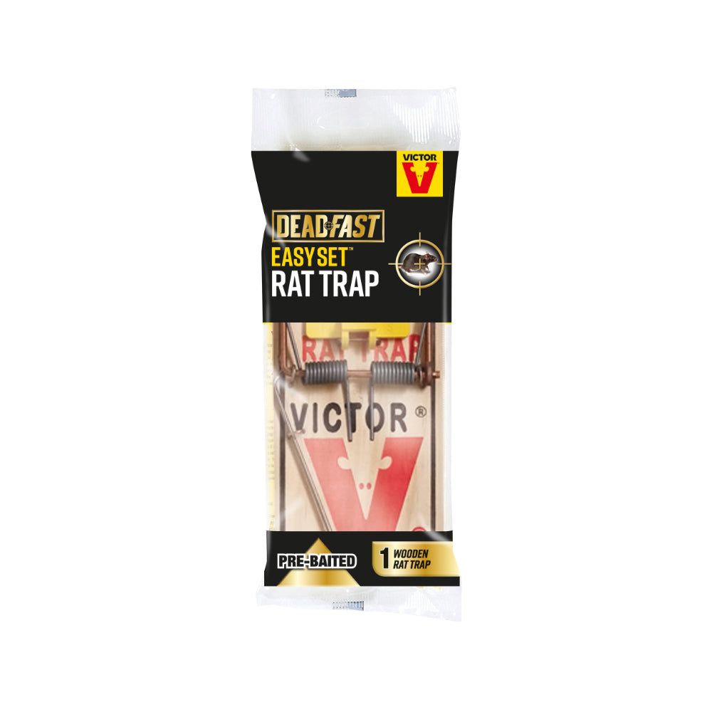 Deadfast Easy Set Pre-Baited Wooden Rat Trap | Single, Ready to Use