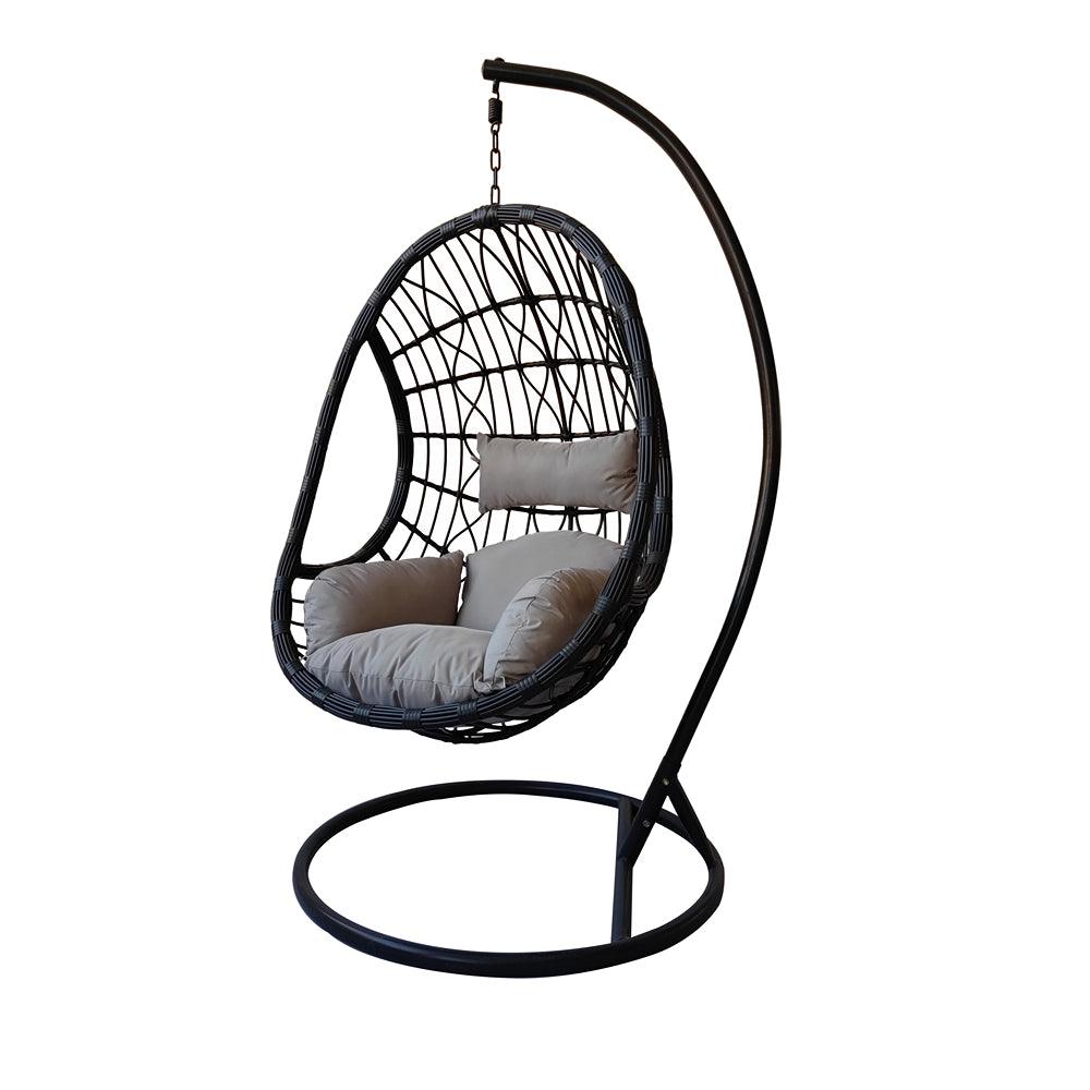Lifestyle Living Hanging Grey Rattan Egg Chair