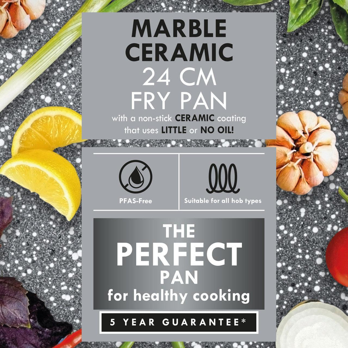 Progress Marble Ceramic Non Stick Frying Pan | 24cm - Choice Stores