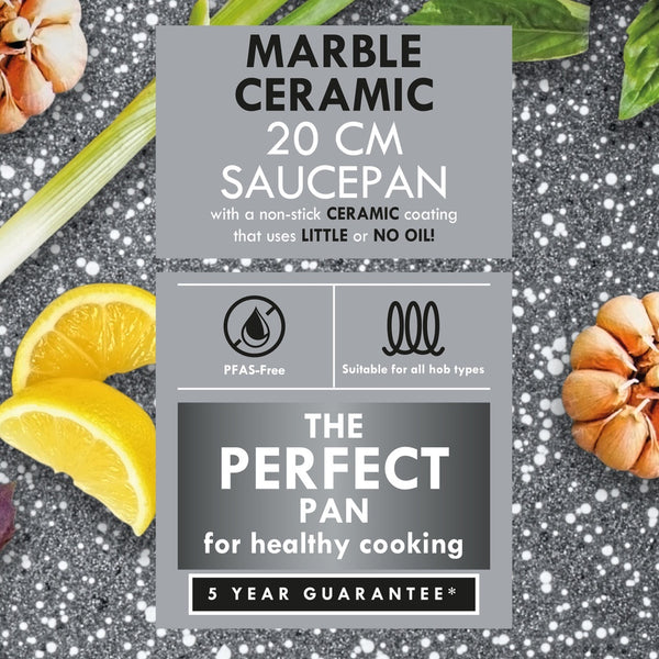 Progress Marble Saucepan with Lid - Non-Stick - 20cm