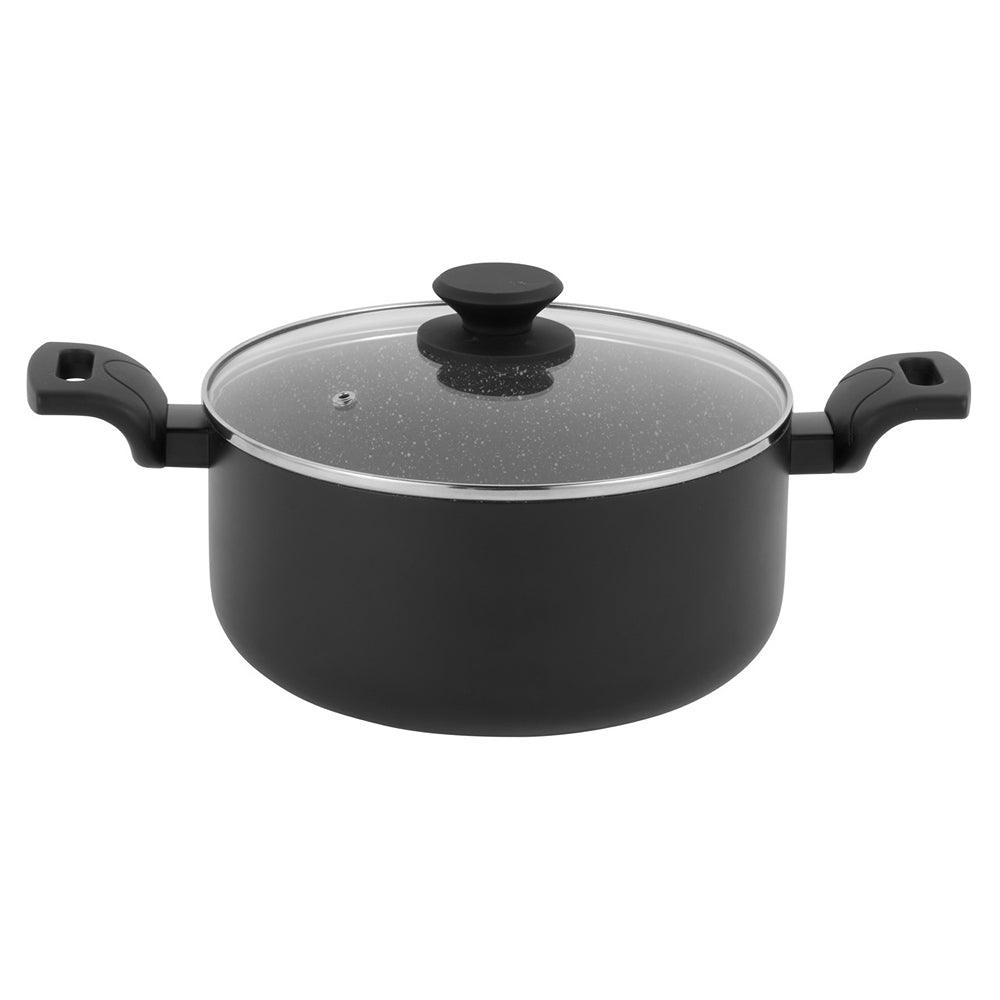 Progress Marble Ceramic Non Stick Stockpot with Glass Lid | 24cm - Choice Stores