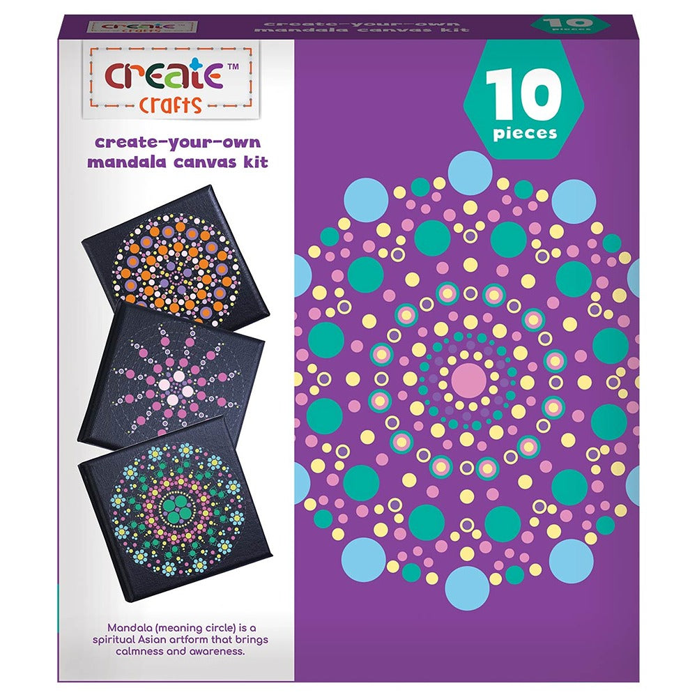 Create Your Own Mandala Canvas Art Set | 10 Pieces, Assorted Designs