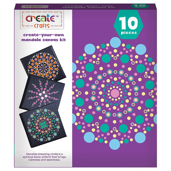 Create Your Own Mandala Canvas Art Set | 10 Pieces, Assorted Designs