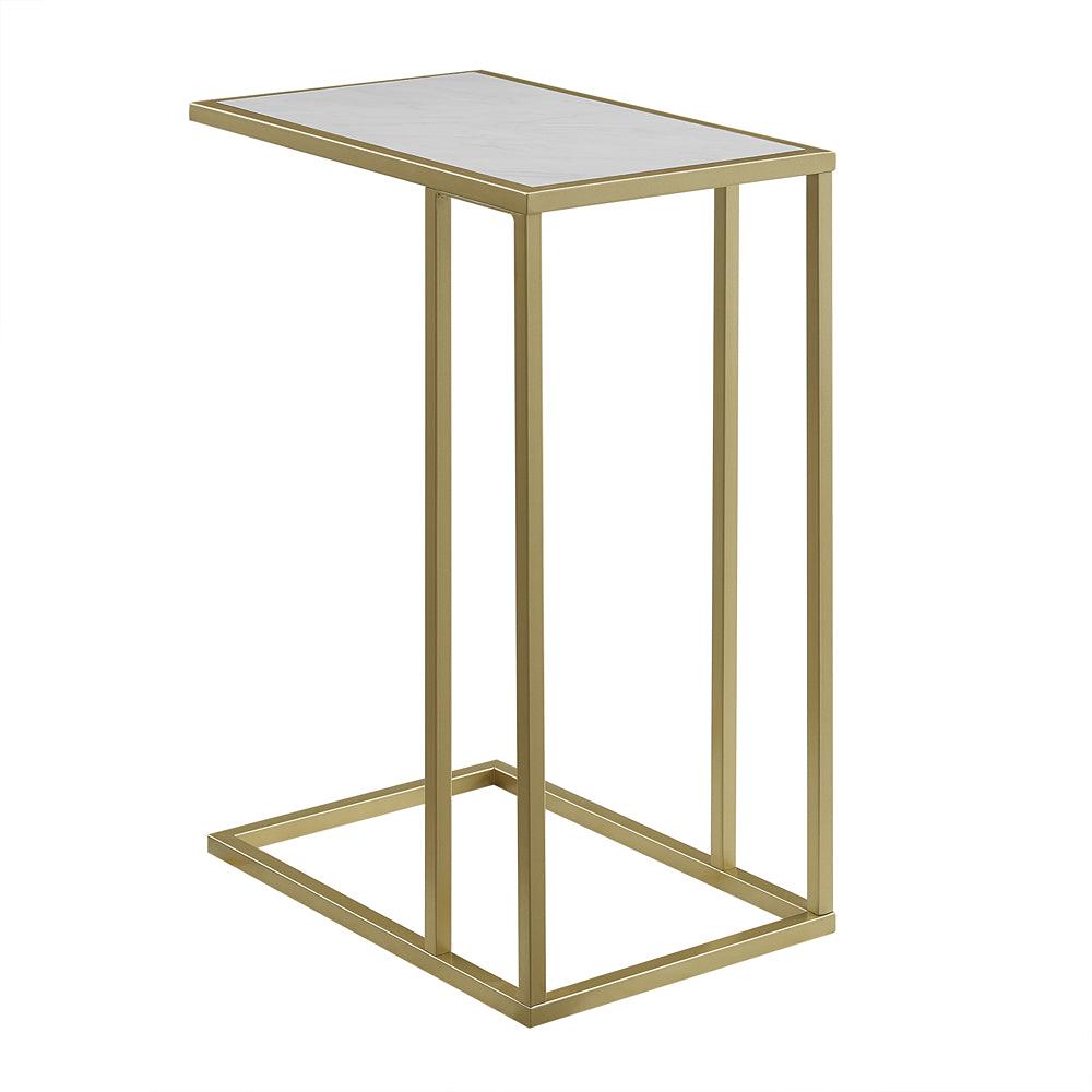 Walker Edison White Faux Marble &amp; Gold End Table | 24in - Choice Stores