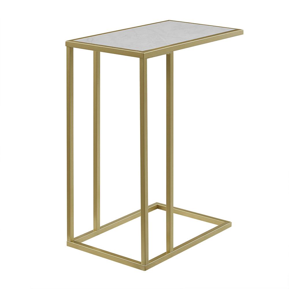 Walker Edison White Faux Marble &amp; Gold End Table | 24in - Choice Stores