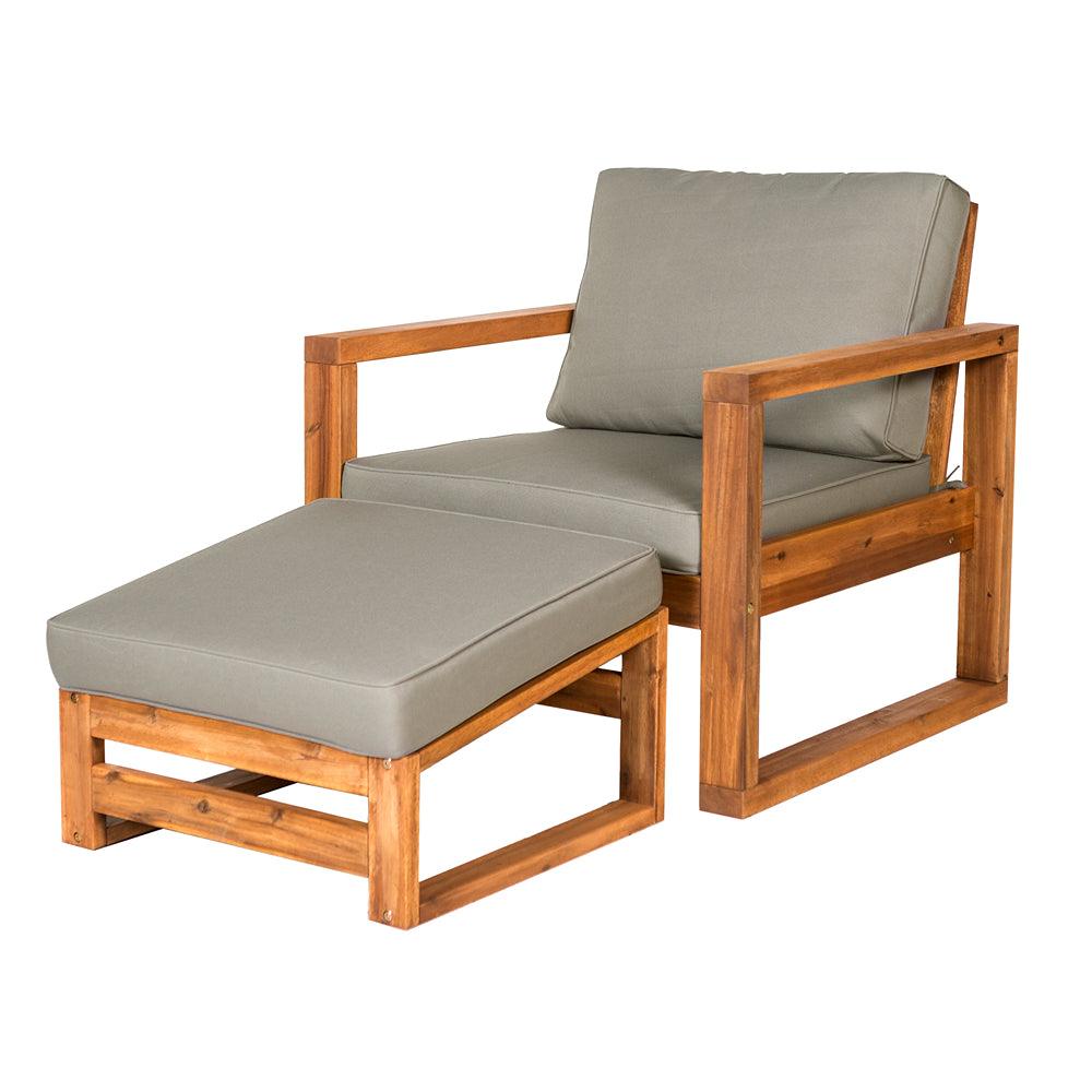 walker edison hudson patio chair with ottoman and cushions