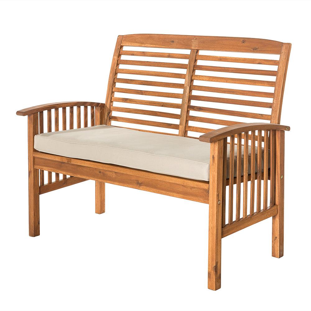 Walker Edison Midland Outdoor Acacia Wood Patio Loveseat with Cushions - Choice Stores