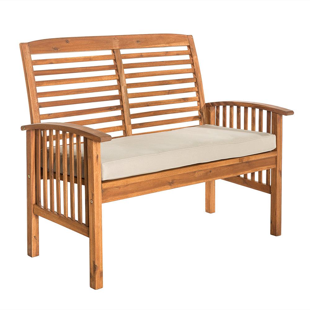 Walker Edison Midland Outdoor Acacia Wood Patio Loveseat with Cushions - Choice Stores