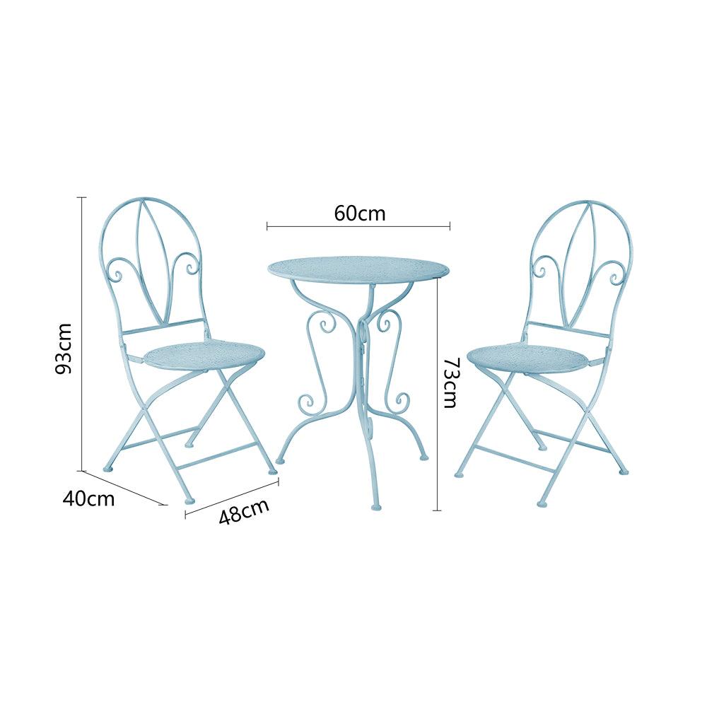 Lifestyle Living Florence Duck Egg Blue Outdoor Bistro Set | 3 Piece Set - Choice Stores