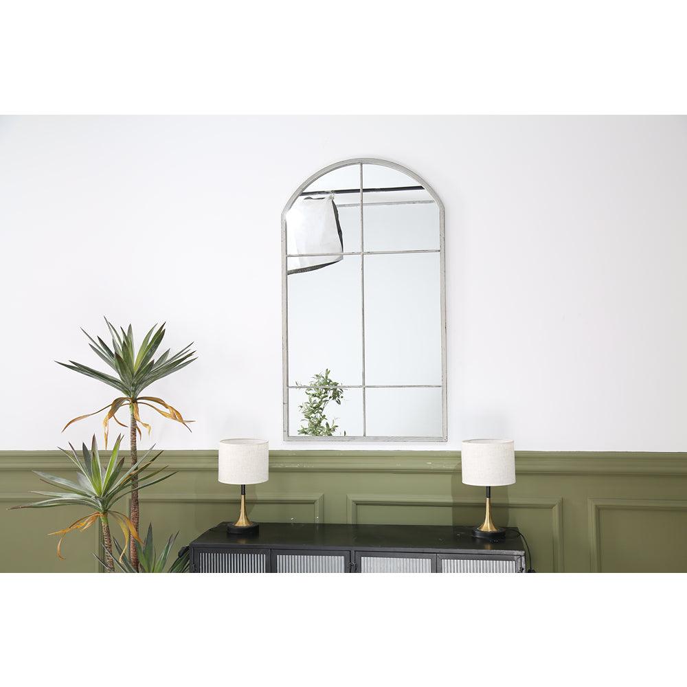 Lifestyle Living Stone Grey Metal Arch Outdoor Mirror | 60 x 120cm