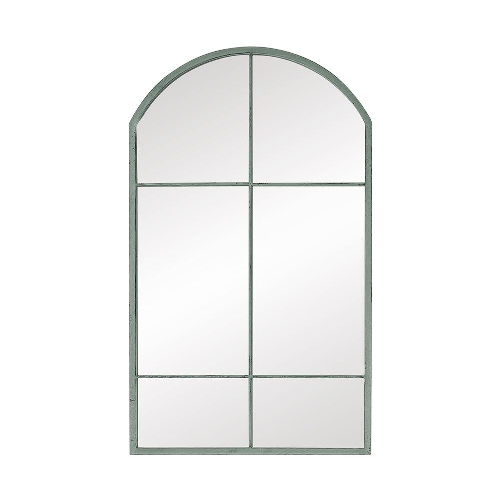 Lifestyle Living Sage Green Metal Arch Outdoor Mirror | 60 x 120cm