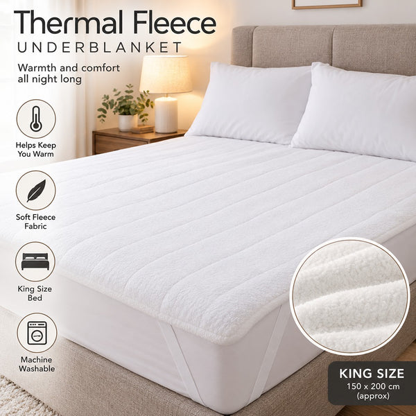 Thermal Fleece Under Blanket - Cream - King Size