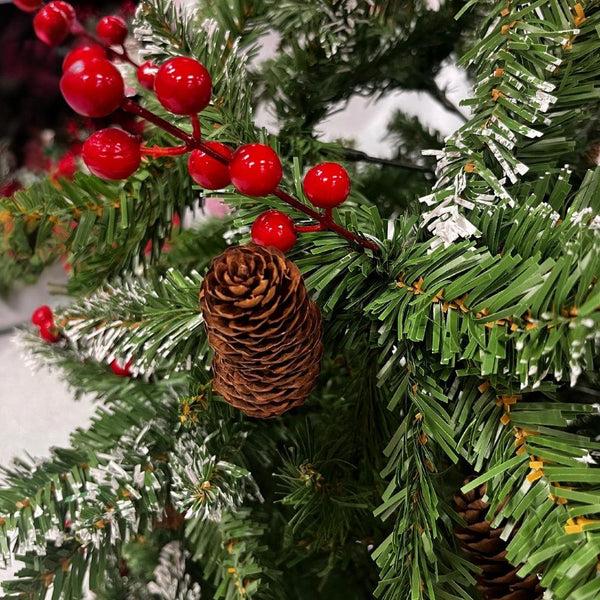 Vermont Red Berry Pinecone Lightly Flocked Christmas Tree