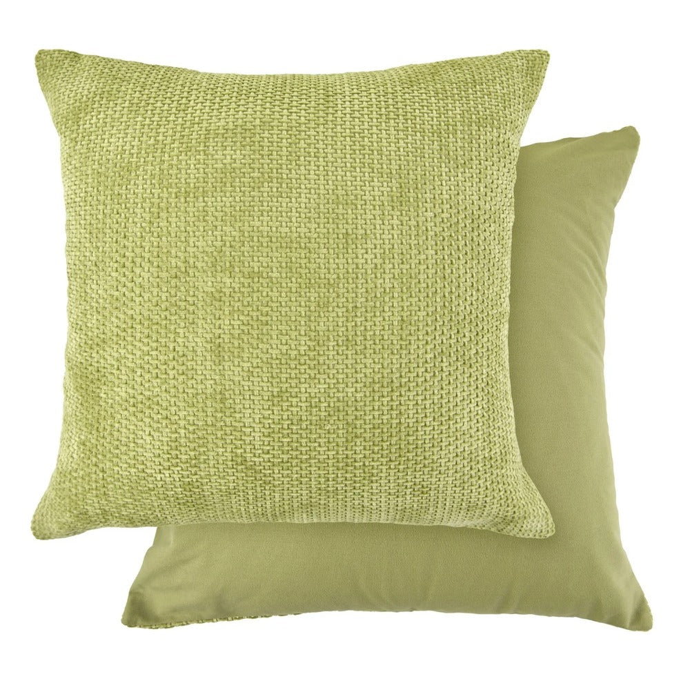 Portland Chenille Cushion Green Ochre 43x43cm | Soft Texture